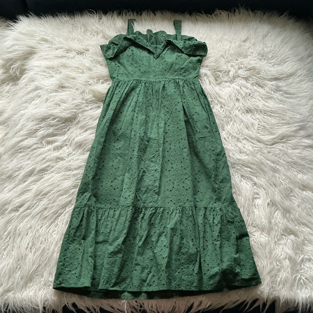 Loft Eyelet Ruffle Square Neck Midi Dress - image 5